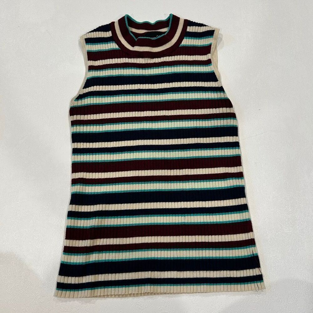 Rue21 Striped Ribbed Sleeveless Mock Neck Top Women’s Medium